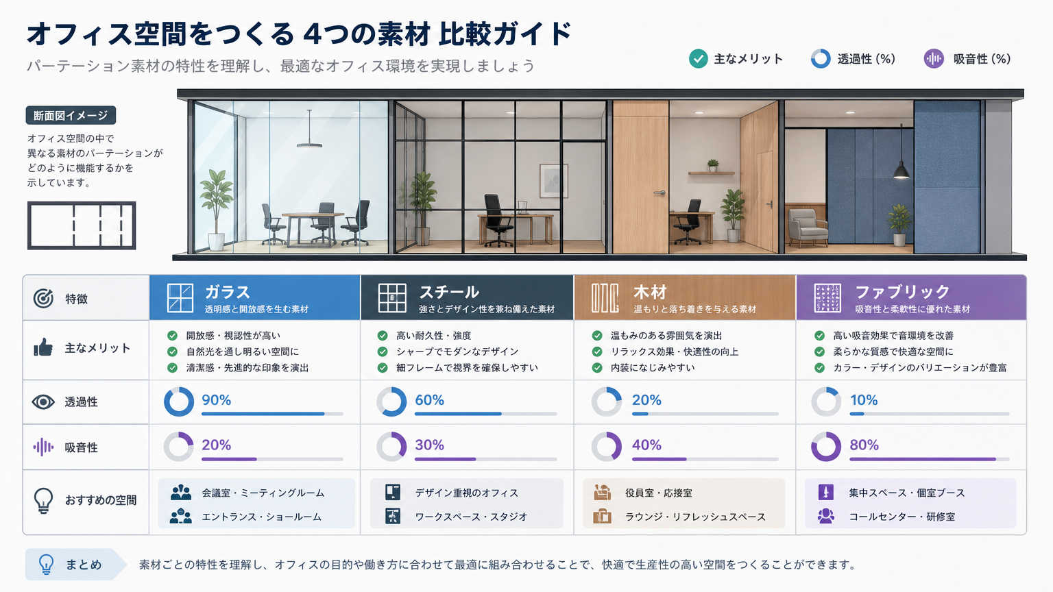 おしゃれなオフィスづくりに欠かせないパーテーション活用のポイント